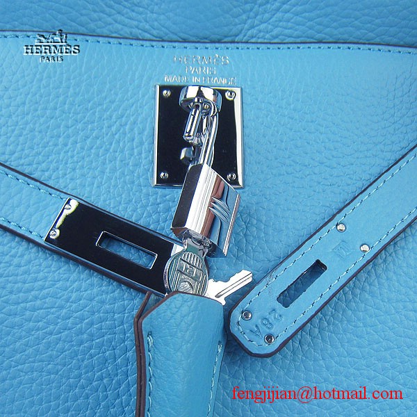 Hermes Kelly 32cm Togo Leather Bag Light Blue 6108 Silver Hardware